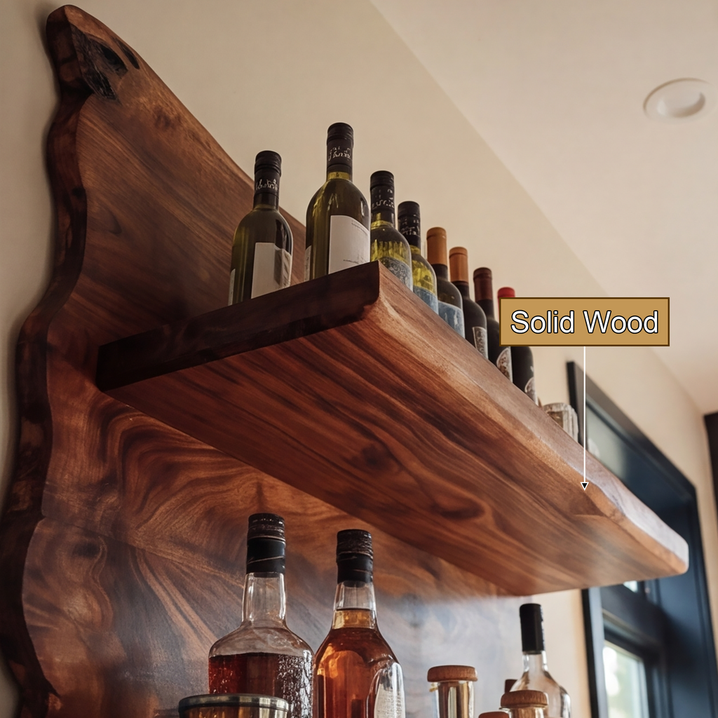 Thornmere Live Edge Handcrafted Floating Wine Shelf