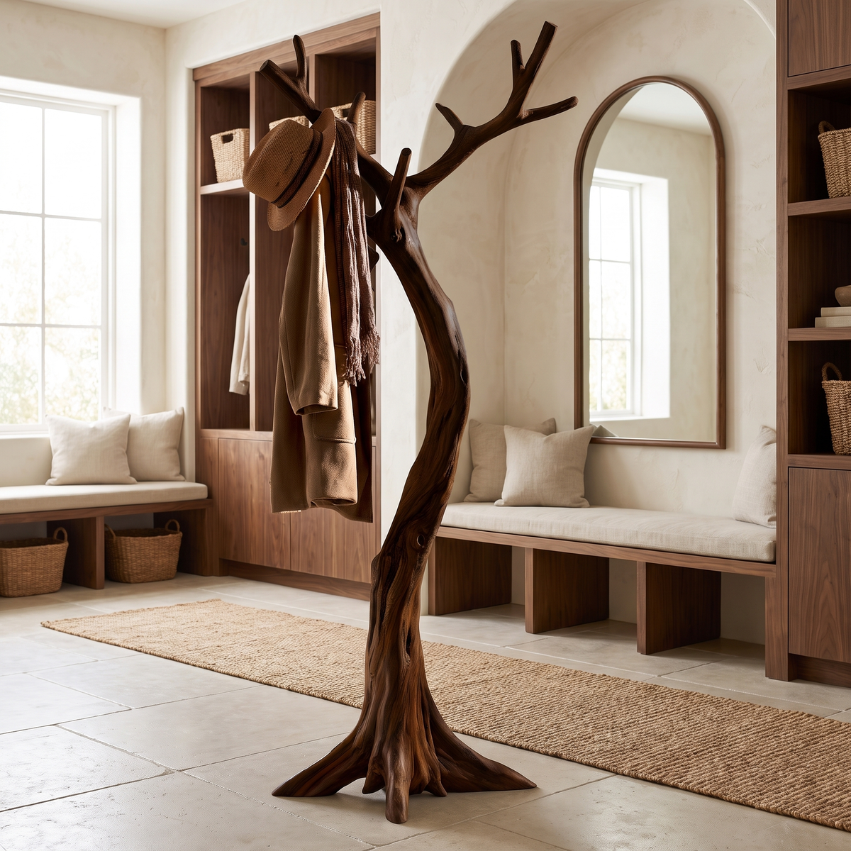 Lunareth Sculpted Solid Wood Tree Coat Rack