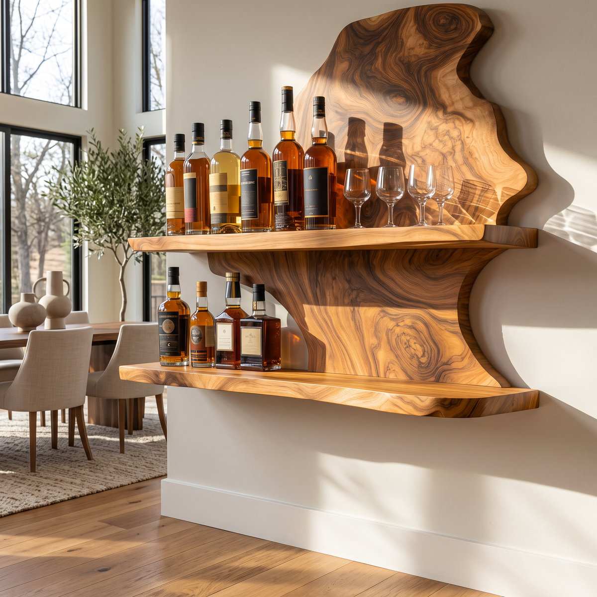 Wynthorne Live Edge Handcrafted Floating Wine Shelf